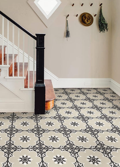 FloorPops - Azulejos de vinilo negro Daphne de 12 x 12 pulgadas (10 azulejos), (10 pies cuadrados/caja)