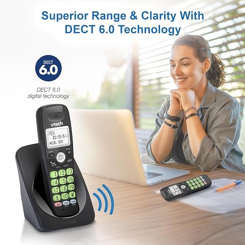VTech VG131-11 DECT 6.0 - Teléfono inalámbrico - Conexión Bluetooth, visualización Azul-Blanca, Botones Grandes, dúplex Completo, identificación de Llamadas, Montaje en Pared fácil, Alcance de 1000