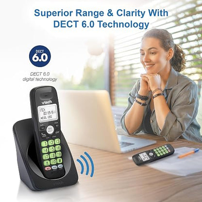 VTech VG131-11 DECT 6.0 - Teléfono inalámbrico - Conexión Bluetooth, visualización Azul-Blanca, Botones Grandes, dúplex Completo, identificación de Llamadas, Montaje en Pared fácil, Alcance de 1000