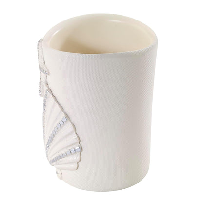 Avanti Linens - Vaso Organizador de encimera, Accesorios de baño inspirados en Conchas Marinas, artículos Esenciales para el baño de Invitados (colección de Conchas de Lentejuelas)
