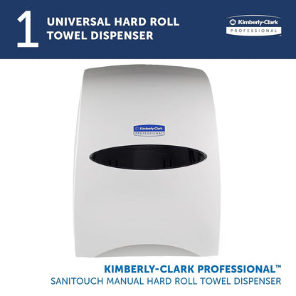 Kimberly-Clark Sanitouch - Dispensador de toallas de papel de rollo duro (09991), dispensador de manos libres, color blanco
