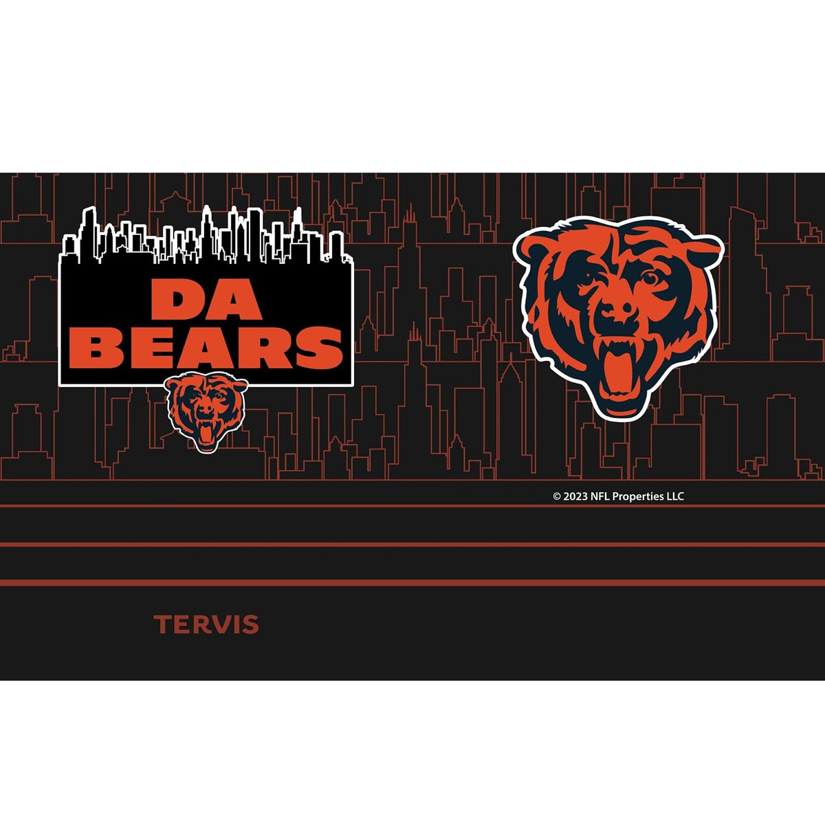 Tervis Traveler NFL Chicago Bears – Da Bears Slogan - Vaso de viaje con triple pared aislado que mantiene las bebidas frías y calientes, 20 onzas, acero inoxidable