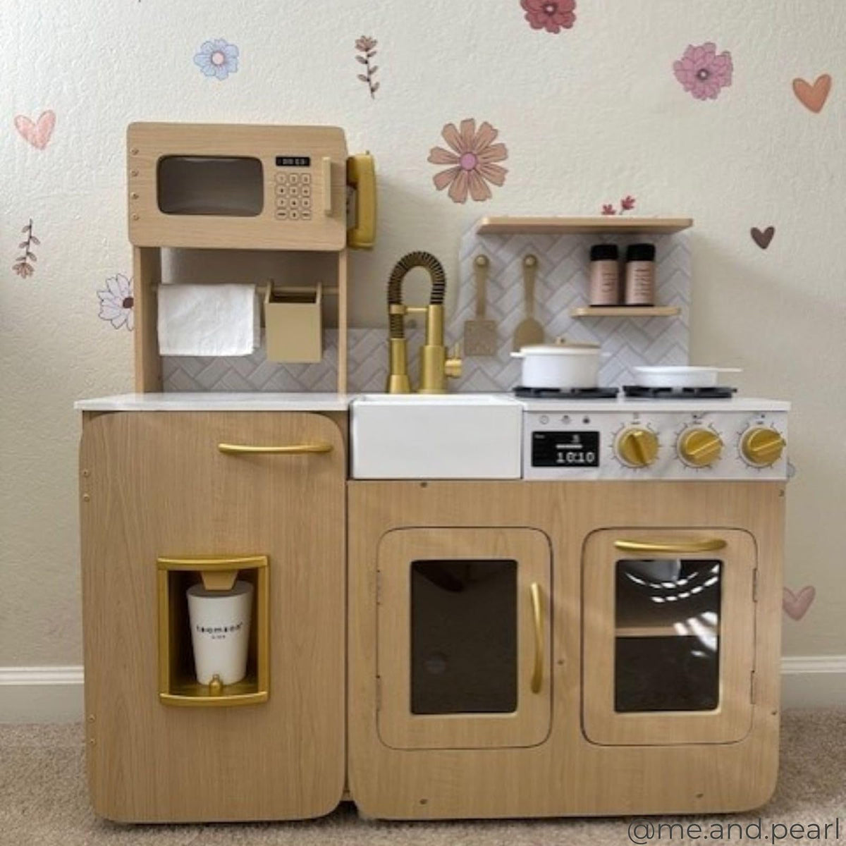 Teamson - Juego de Cocina para niños pequeños de Chipre con 14 Accesorios, Juego de Cocina de Juguete de Madera para niños de 1 a 8 años, estación de Cocina Montessori, Roble Claro/Blanco