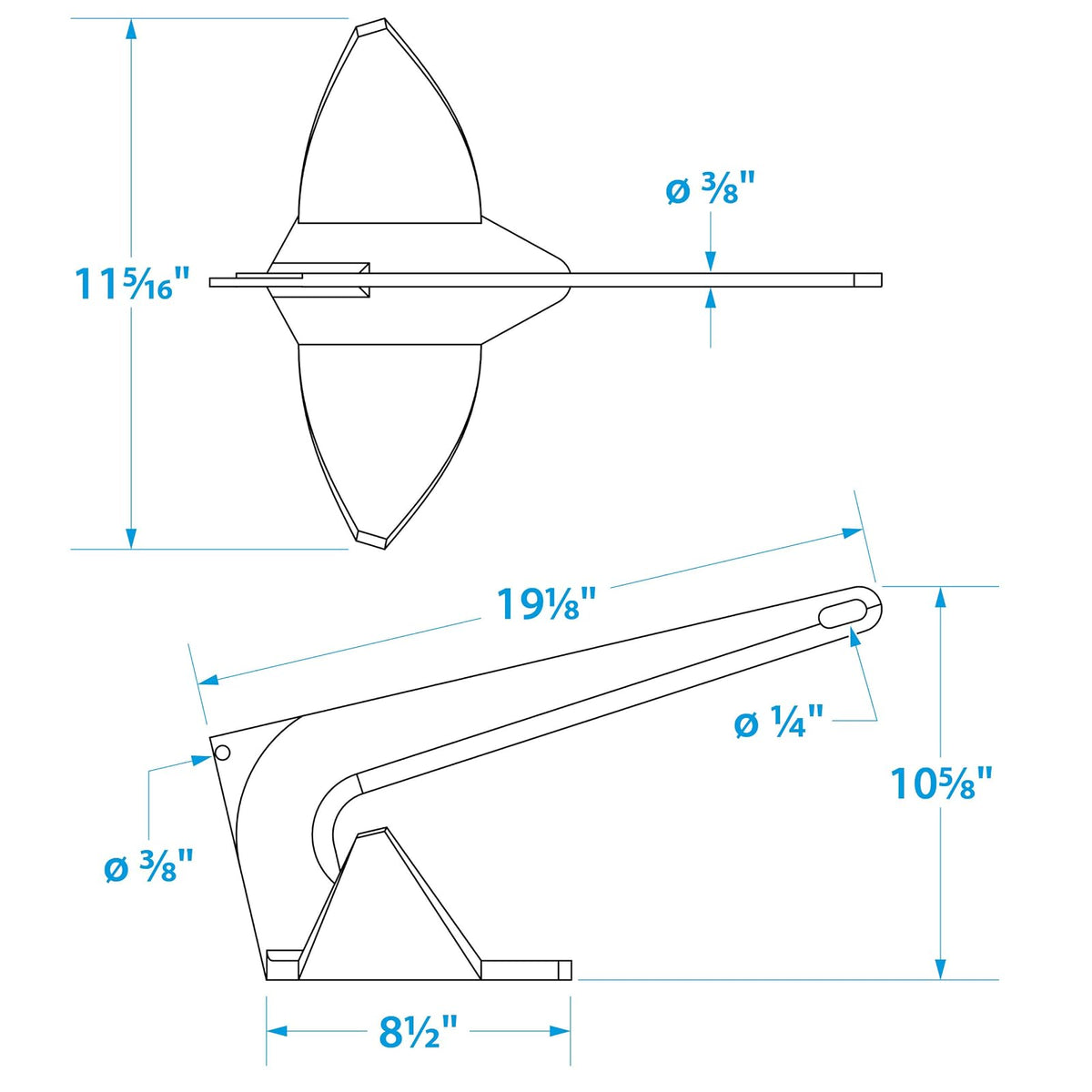SEACHOICE Anclaje de Garra – Acero galvanizado en Caliente – para Uso en Variedad de Camas Marinas – Múltiples tamaños