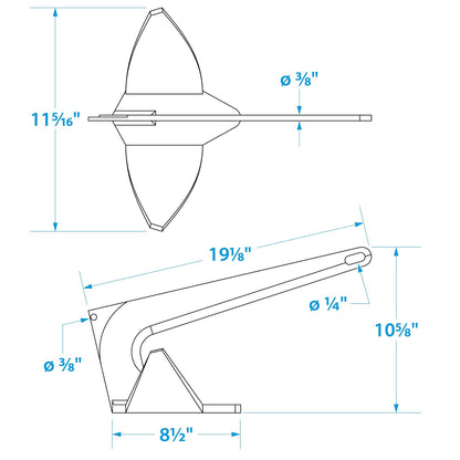 SEACHOICE Anclaje de Garra – Acero galvanizado en Caliente – para Uso en Variedad de Camas Marinas – Múltiples tamaños