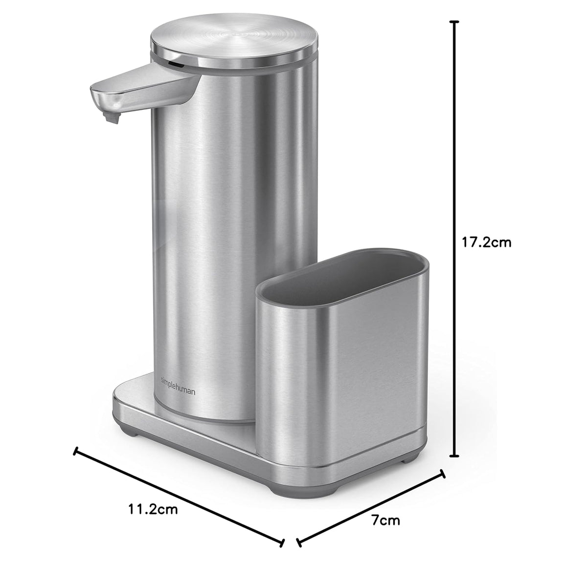 simplehuman Bomba de Sensor de líquido de 14 onzas con Caddy, Acero Inoxidable Cepillado de Alta Calidad