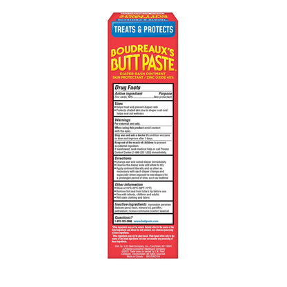 Boudreaux's Butt Paste Ungüento Tratamiento Sarpullido de Pañal Fuerza Máxima 4 oz