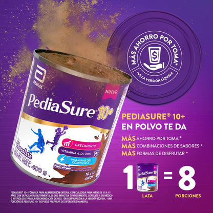 PediaSure 10+ Chocolate- Alimentación Especializada Polvo 400g | Formula especializada para adolescentes de 10 a 15 años con nutrientes esenciales que apoyan al crecimiento de los huesos.