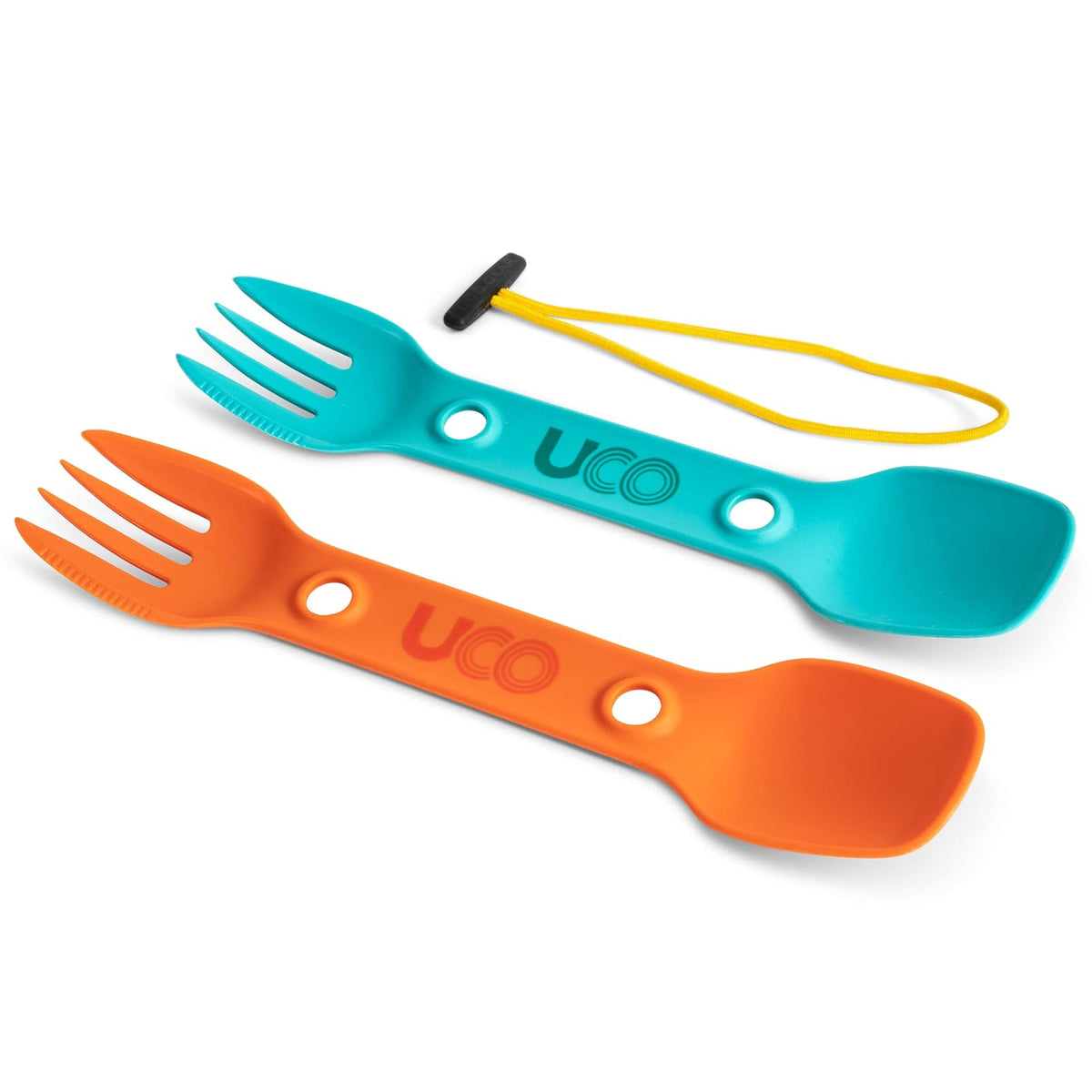UCO Utility Spork 3 en 1 Combo Cuchara-Tenedor, 2 Unidades, Dorado/Azul Cielo - Verde azulado - Asa - Utensilio