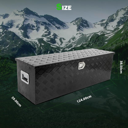 SCITOO - Caja de herramientas de aleación de aluminio resistente de 49 pulgadas, caja de herramientas de aluminio para remolque, caja de aluminio para camioneta, cama, caravana, remolque, rectángulo