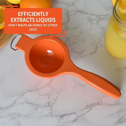 IMUSA USA VICTORIA-70009 Exprimidor de naranjas y cítricos, naranja | Acabado de metal desnudo, anillo colgante integrado, ideal para exprimir limones y limas, herramienta de cocina diaria