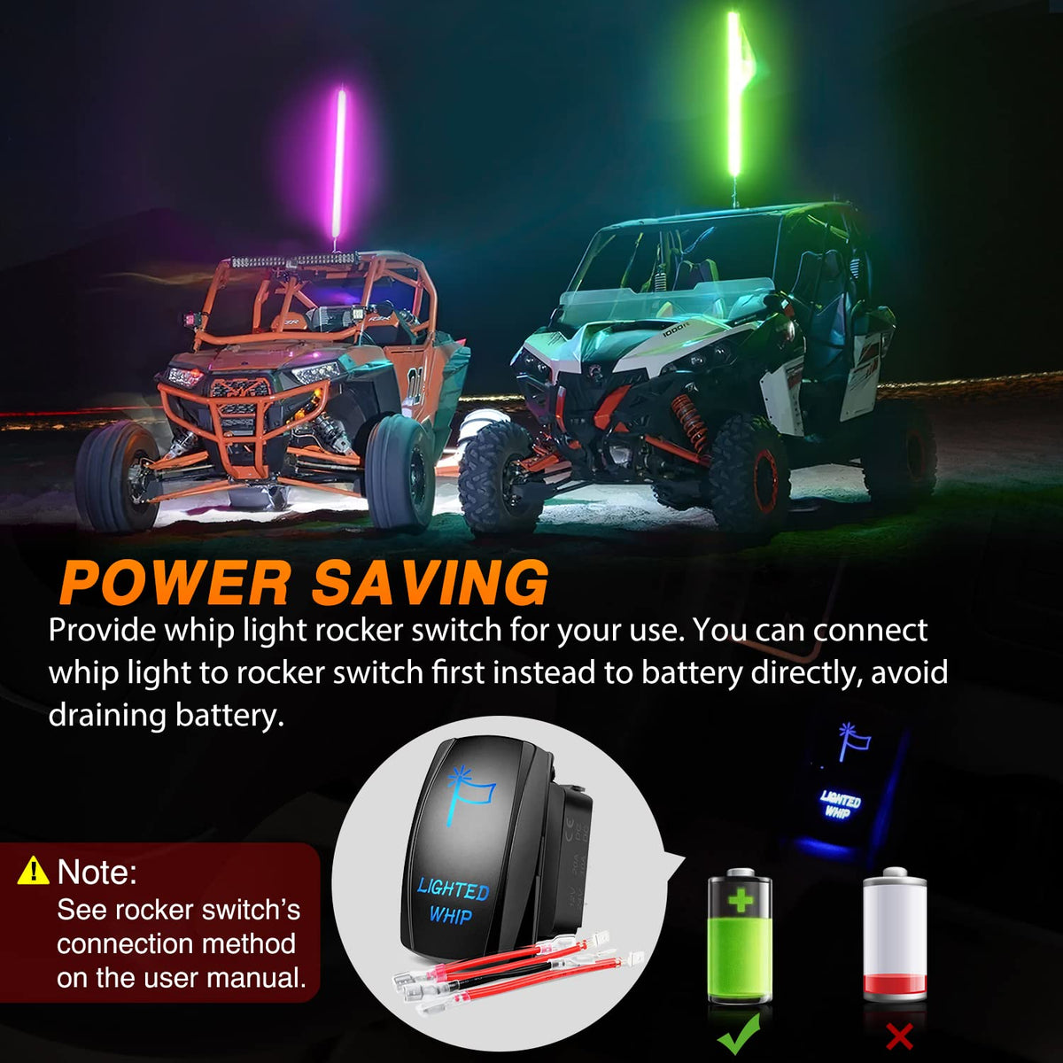 Nilight Luz Látigo LED RGB Espiral 3FT con Control Remoto RF para ATV UTV Polaris RZR