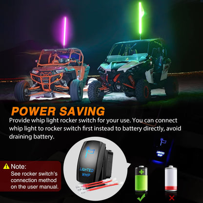 Nilight Luz Látigo LED RGB Espiral 3FT con Control Remoto RF para ATV UTV Polaris RZR
