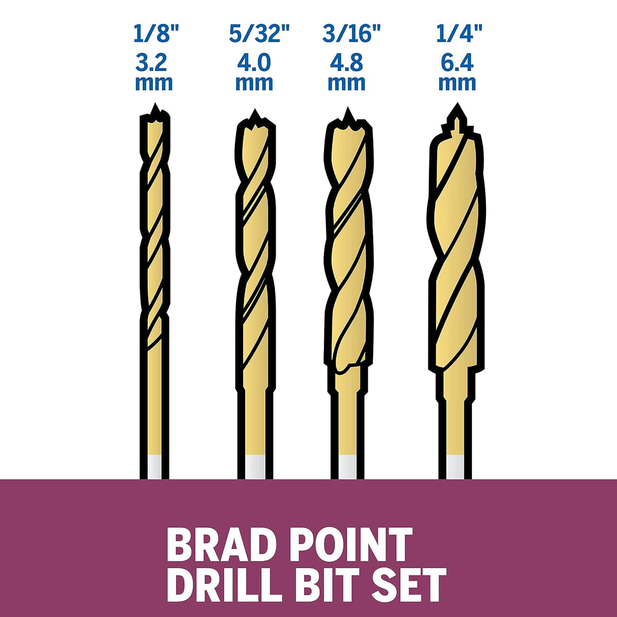 Dremel 631 Juego de Brocas con Punta Centradora, 4 Piezas