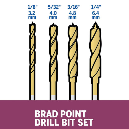 Dremel 631 Juego de Brocas con Punta Centradora, 4 Piezas