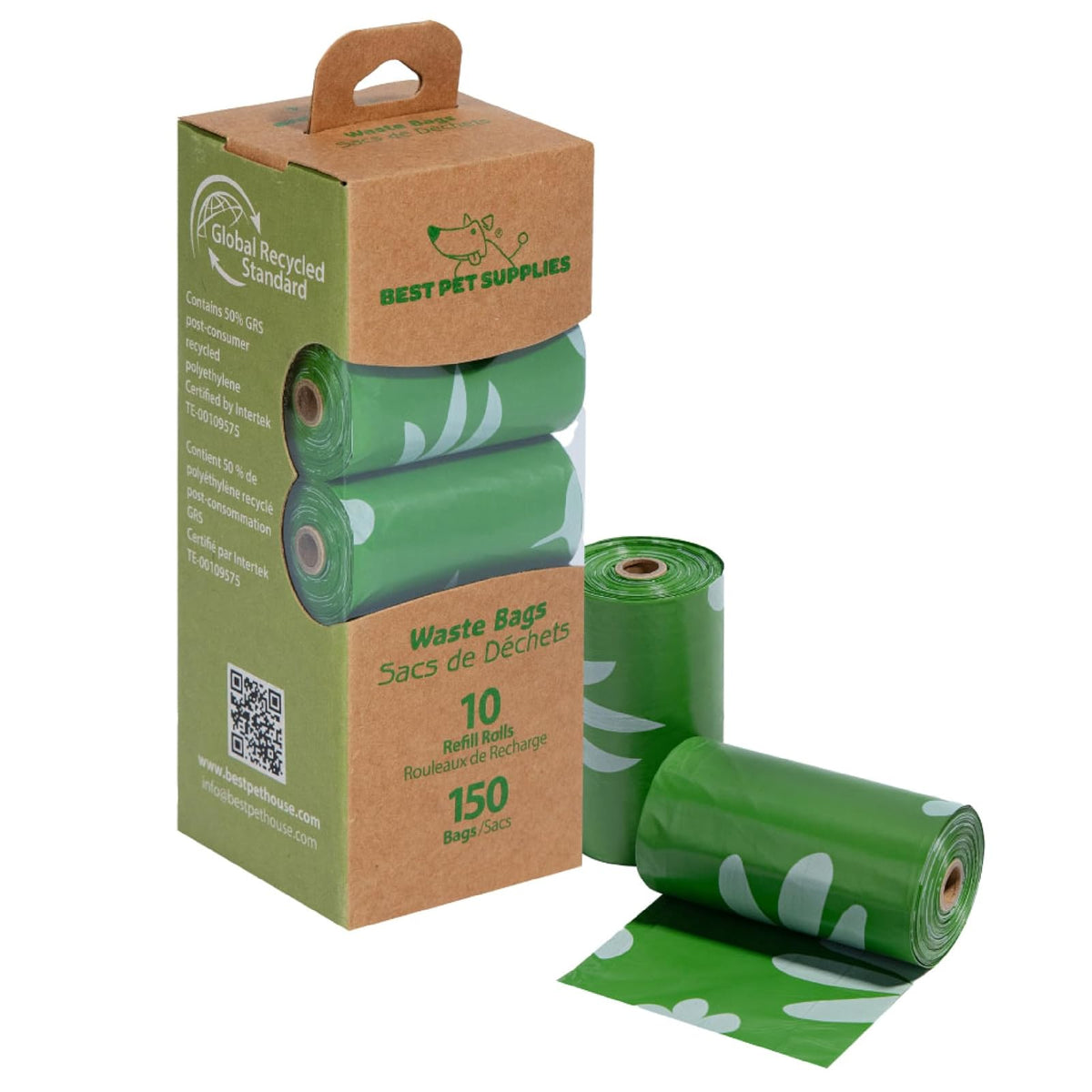 Best Pet Supplies Dispensador Reutilizable de Bolsas para Excremento de Perro, con Clip - Verde - 1 Count (Pack of 150)