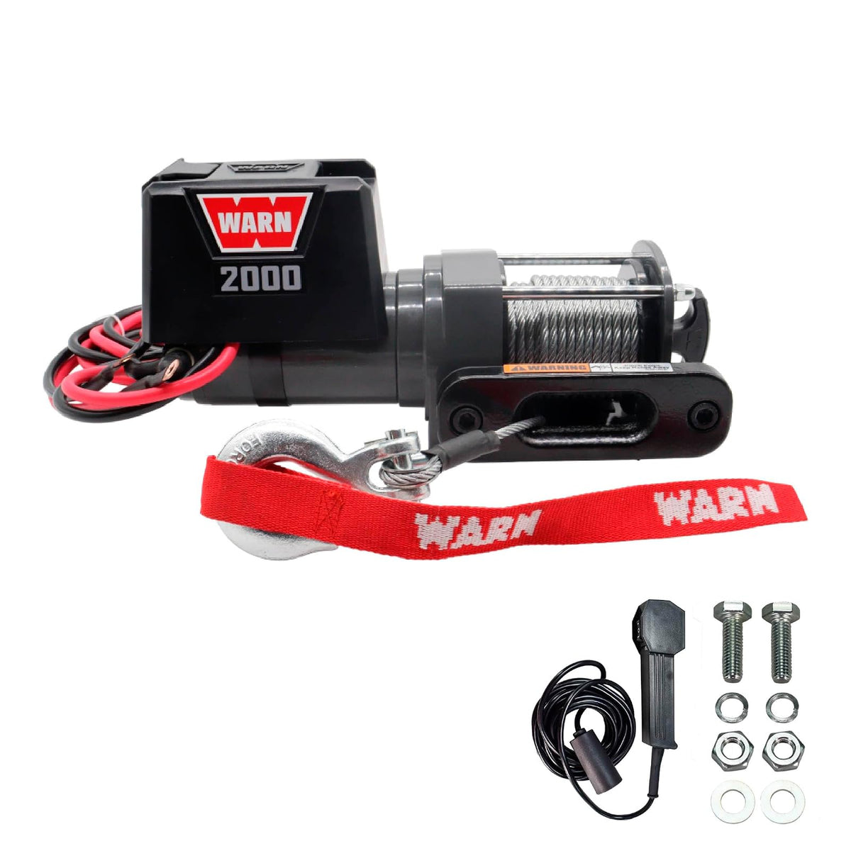 WARN 92000 - Cabrestante eléctrico montado en vehículo serie 2000 de 12 V CC con cable de acero: capacidad de tracción de 1 tonelada