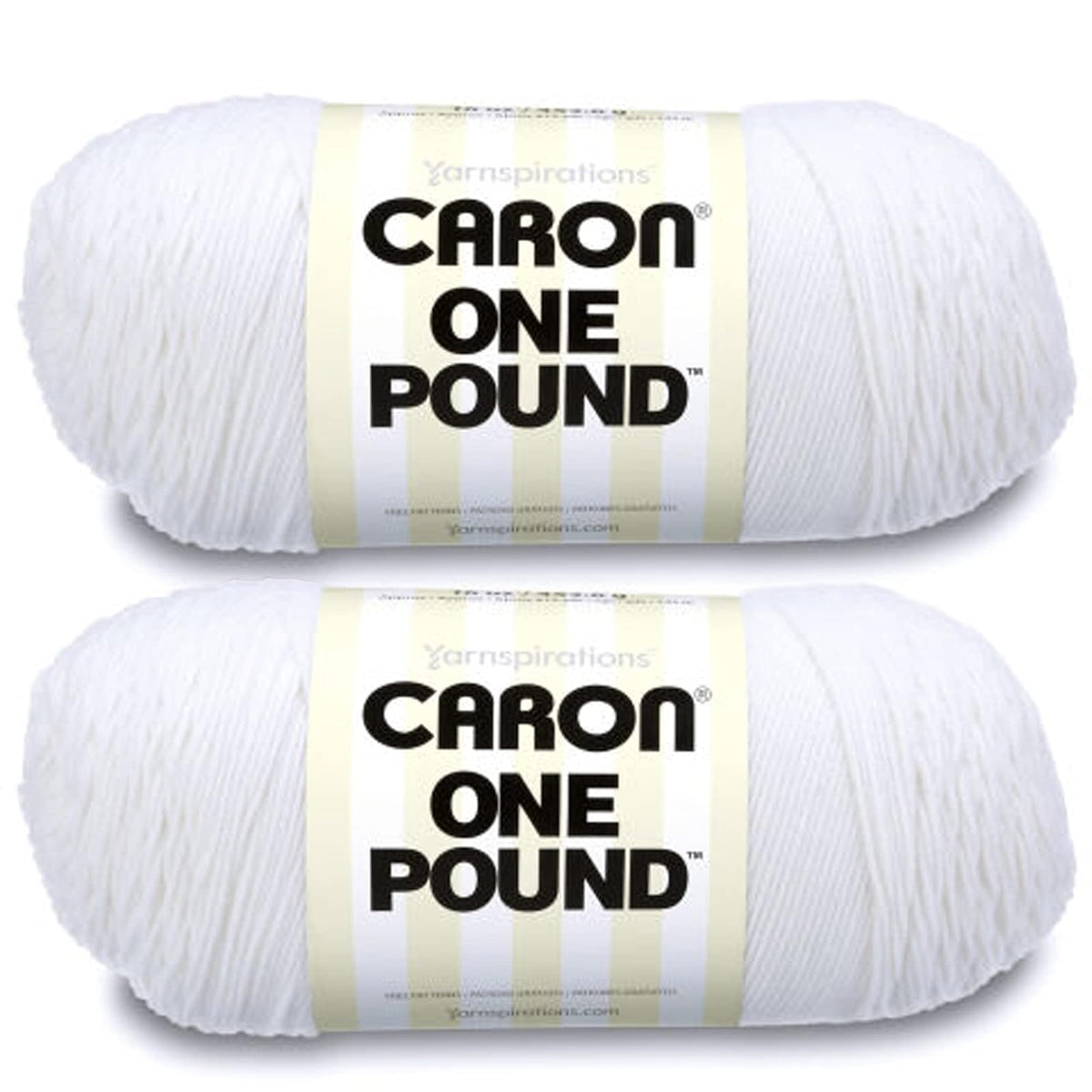 Caron One Pound Estambre Acrílico, Paquete de 2 - Paquete de 2 - Blanco