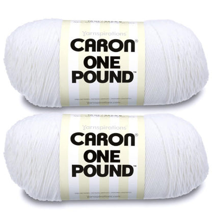 Caron One Pound Estambre Acrílico, Paquete de 2 - Paquete de 2 - Blanco