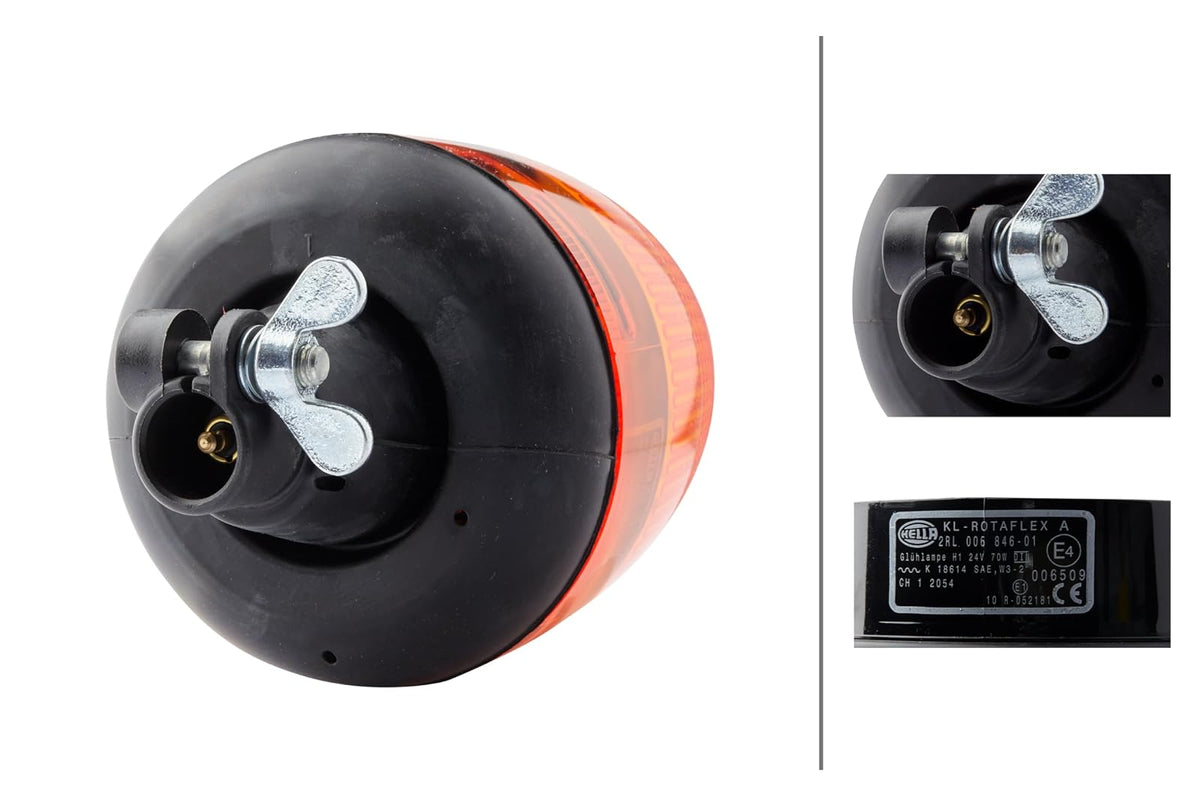 HELLA 006846011 KL Rotaflex Flex Mount - Luz de advertencia para faro giratorio, 24 V, ámbar