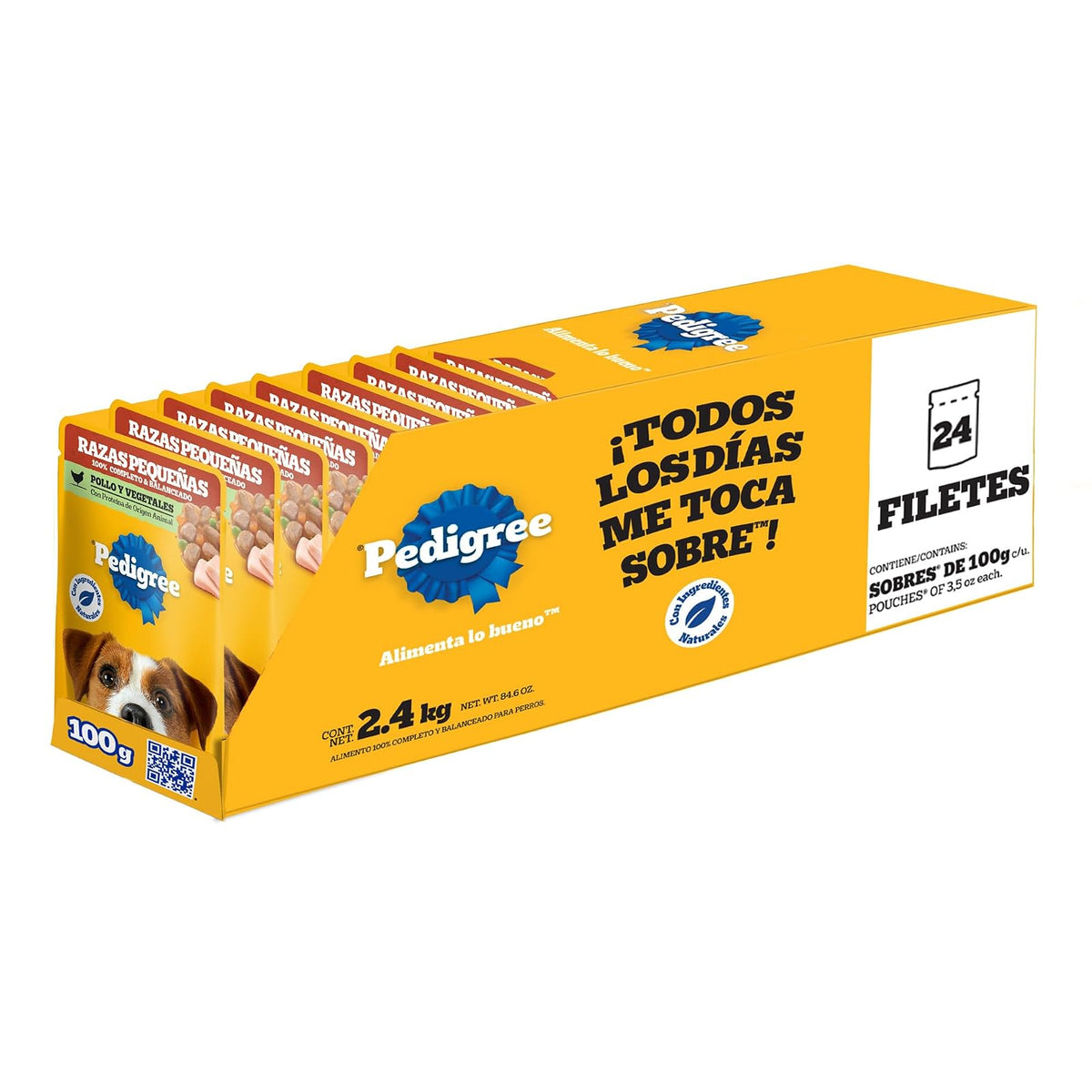 Pedigree - Sobres para Perro Cachorro, Raza Pequeña, Pollo y Vegetales, Nutrición para tu Mascota, Proteínas y Fibras, 24 Sobres