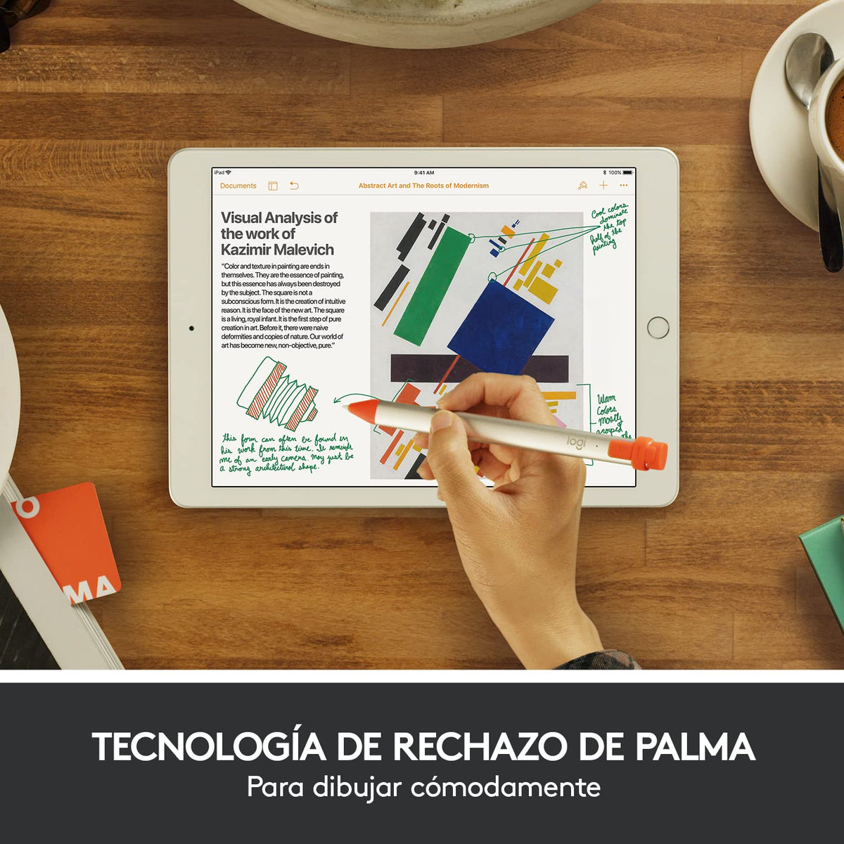 Logitech Crayon, Lápiz Digital Crayon para Todos los iPads (Versiones de 2018 y posteriores) con tecnología Apple Pencil, diseño estabilizador y Punta Inteligente dinámica.