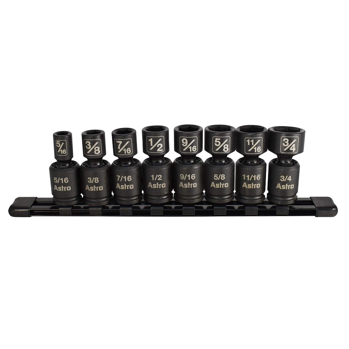 Astro Pneumatic Tool 78340 8 piezas de 3/8 pulgadas de impulsión nano, enchufes de impacto universales sin pines, SAE
