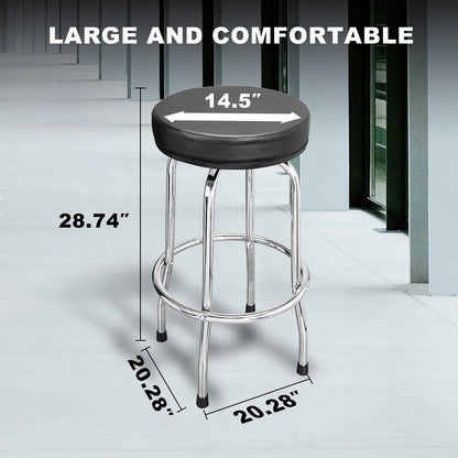 Torin ATRP6185B-1 - Taburete de Bar Giratorio: Asiento Acolchado de Automóvil/Tienda con Patas cromadas, Negro