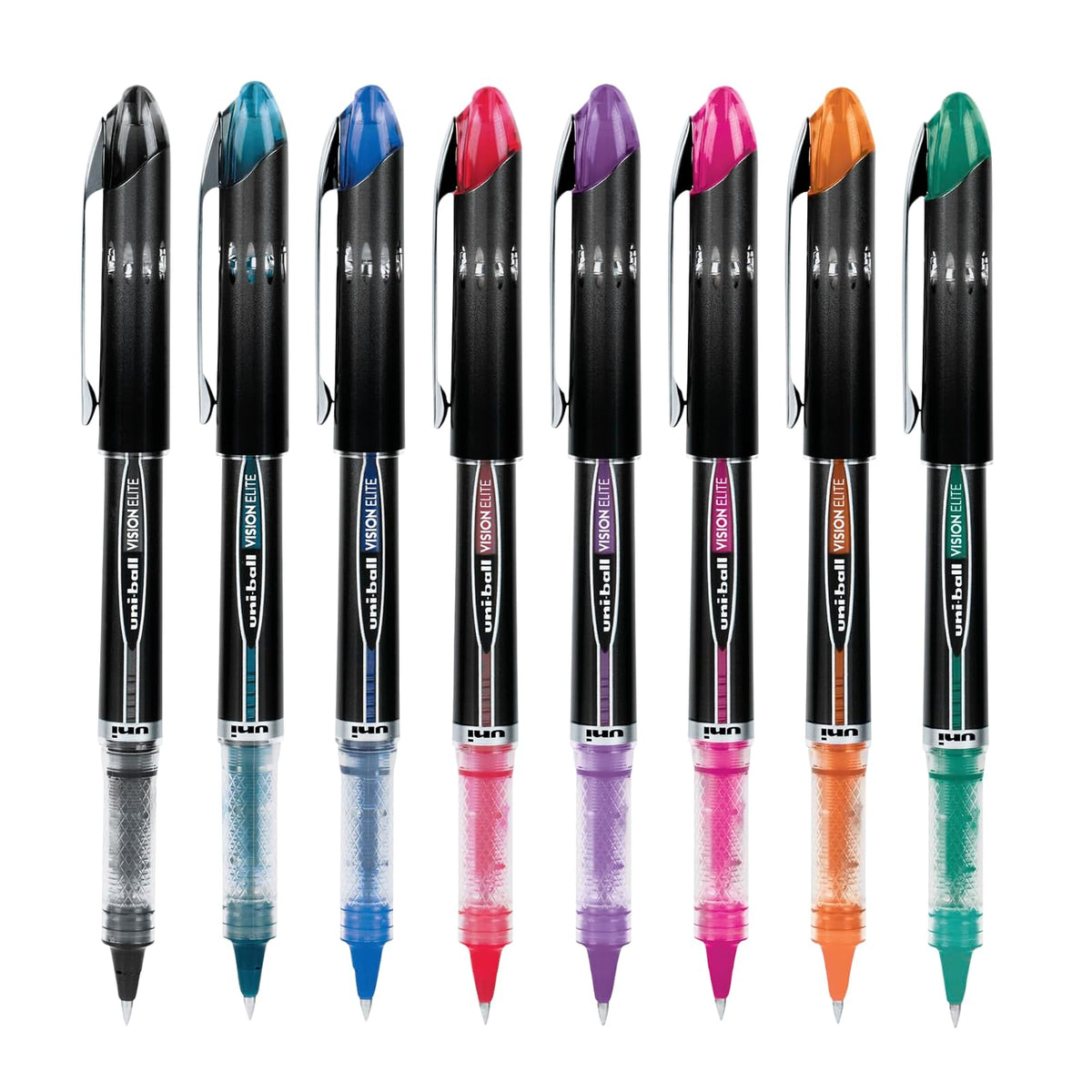 Sanford Uni-Ball Vision Elite Stick Micro Point Rollerball Pens, 0.5mm, 8 Colored Ink Pens (58092PP)