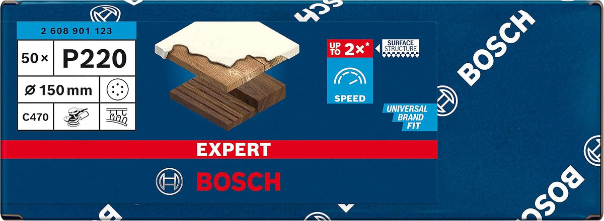 Bosch Hoja de lija EXPERT C470; 150mm G220 50 unidades