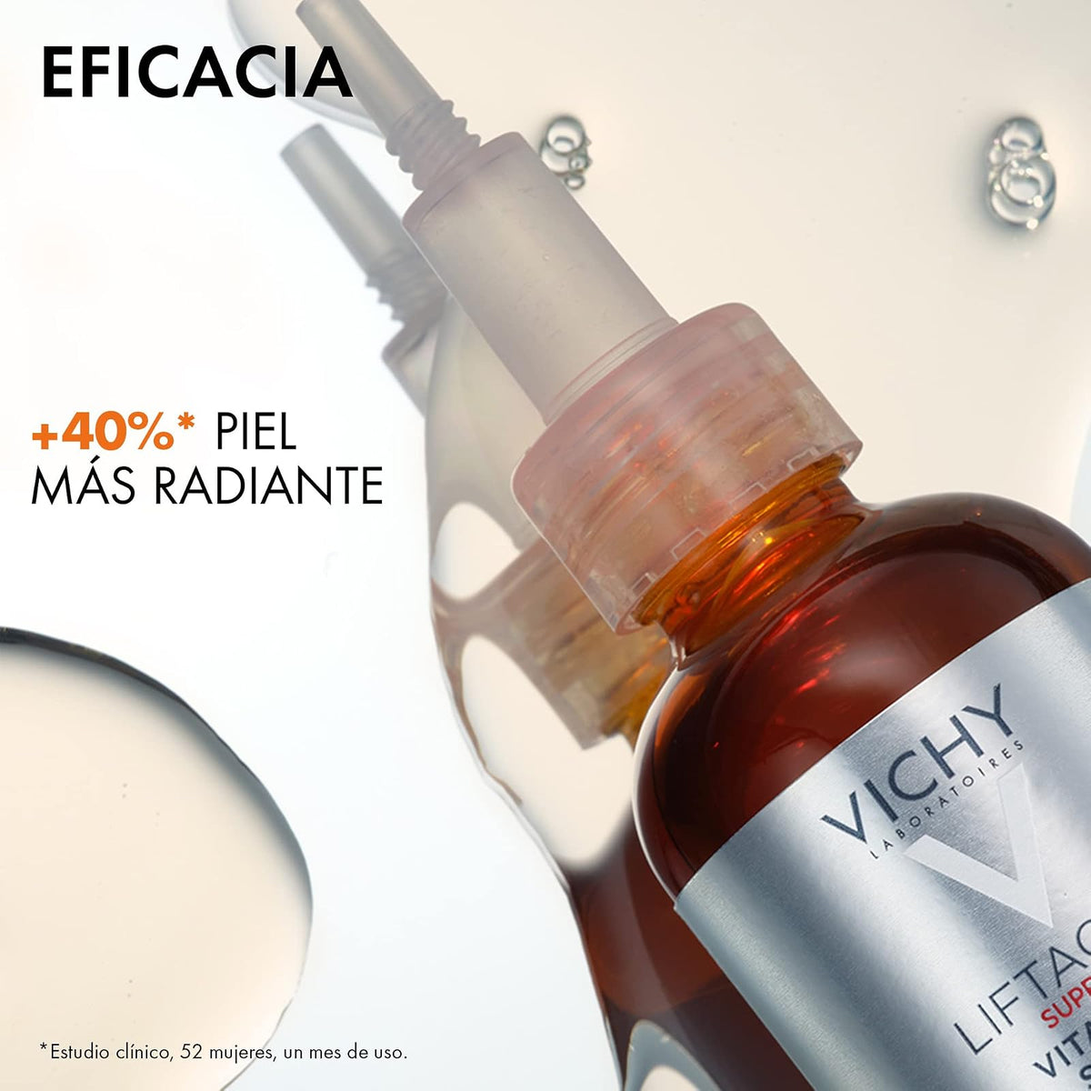 Vichy Liftactiv Vitamina C Pura 16% Sérum Dermatológico Anti-edad 20ml | Antioxidante e Iluminador, con Vitamina C Pura y Activos Anti-Glicación, Piel Radiante para Todo Tipo de Piel