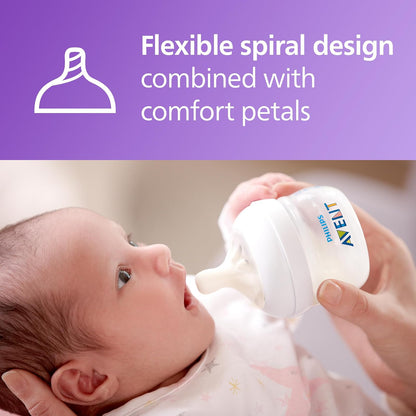 Philips Avent - Boquilla de textura natural para biberón de bebé, 2 unidades, First Flow, transparente, Paquete de 4, Transparente