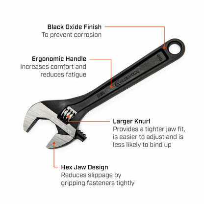 Crescent - Llave de óxido negro ajustable de 6 pulgadas, cardada - AT26VS