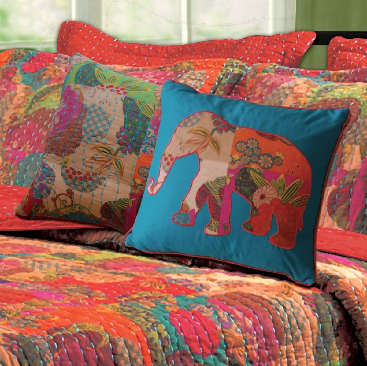 Greenland Home Fashions Jewel, Juego de 2 Cojines Decorativos, Rojo