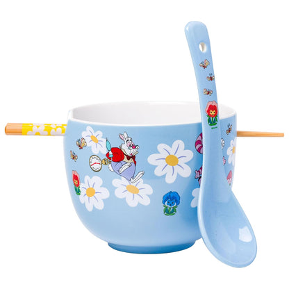 Silver Buffalo Alicia in Wonderland Wildflower Character Toss 20 onzas de cerámica Ramen Bowl con palillos y cuchara