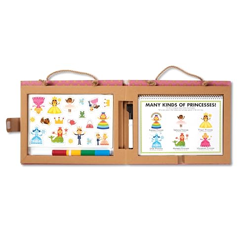 Melissa & Doug Natural Play: Juega-Dibuja-CREA Kit Reutilizable para Dibujo e Imanes – Princesas (54 Imanes, 5 Marcadores de Borrado En Seco) - Materiales Acreditados por el FSC