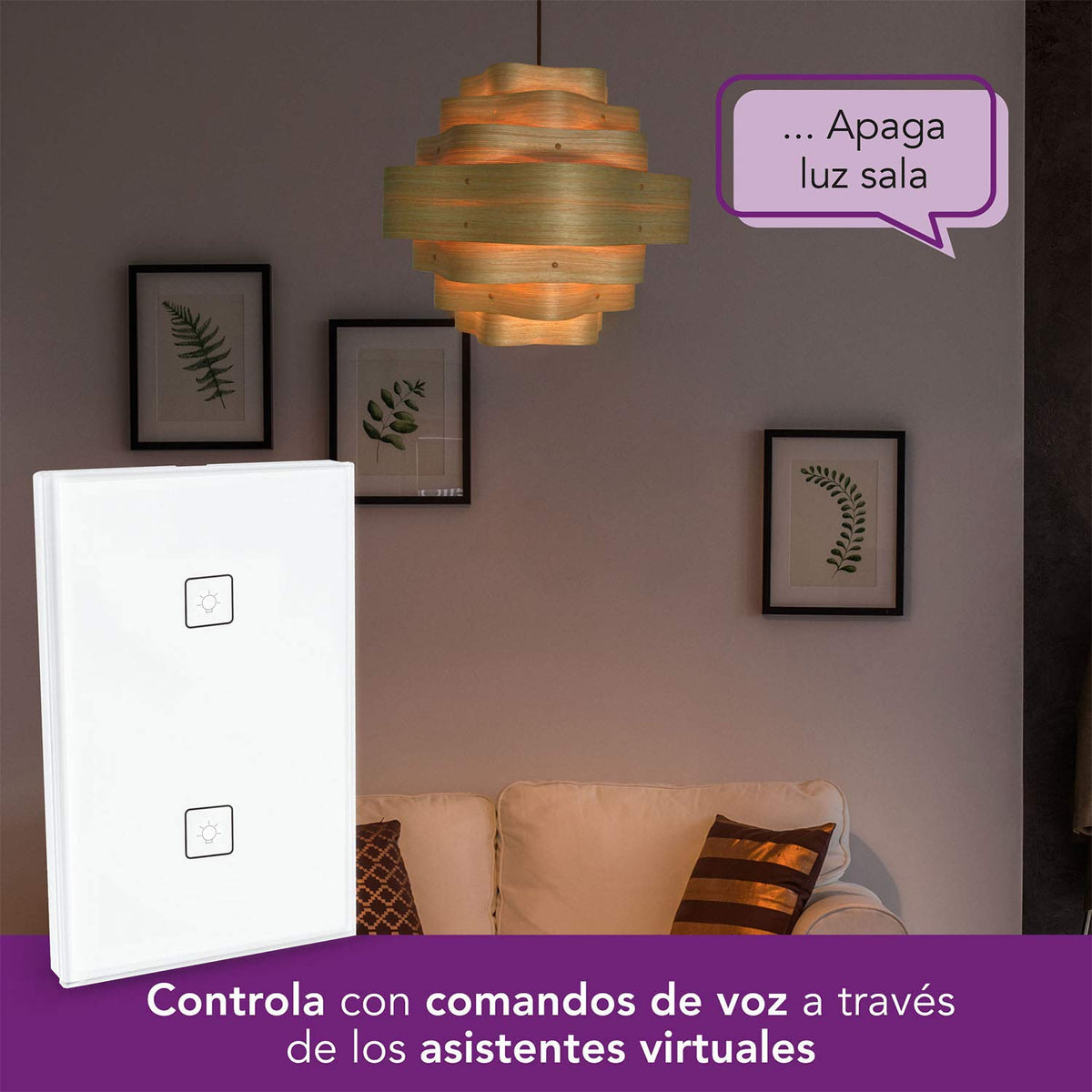 Lloyd's Interruptor Inteligente de 2 Apagadores, Lloyd´s, Modelo: LC-1266, Interruptor Wifi, Compatible con Alexa y Otros Asistentes Virtuales, 100-240 V~ 50/60 Hz, 15 A, Color: Blanco