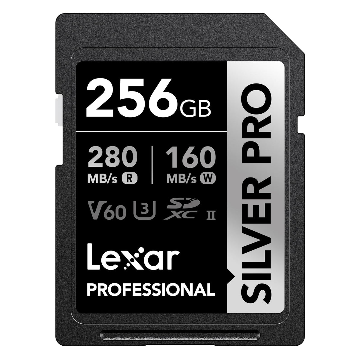 Tarjeta Lexar Profesional 256GB Silver Pro SDXC UHS-II Clase 10, U3, V60, Silver Pro (Lectura hasta 280MB/s Read, Escritura hasta 120MB/s)