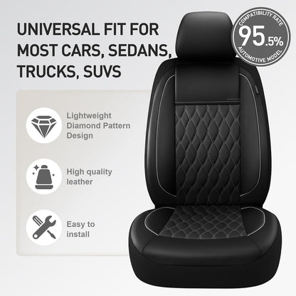 CAROMOP - Juego de 2 Fundas de Asiento de Automóvil de Piel sintética, Fundas de Asiento de Lujo y cómodas para Automóviles, Fundas Interiores compatibles con airbag, Ajuste Universal para SUV, Furgonetas