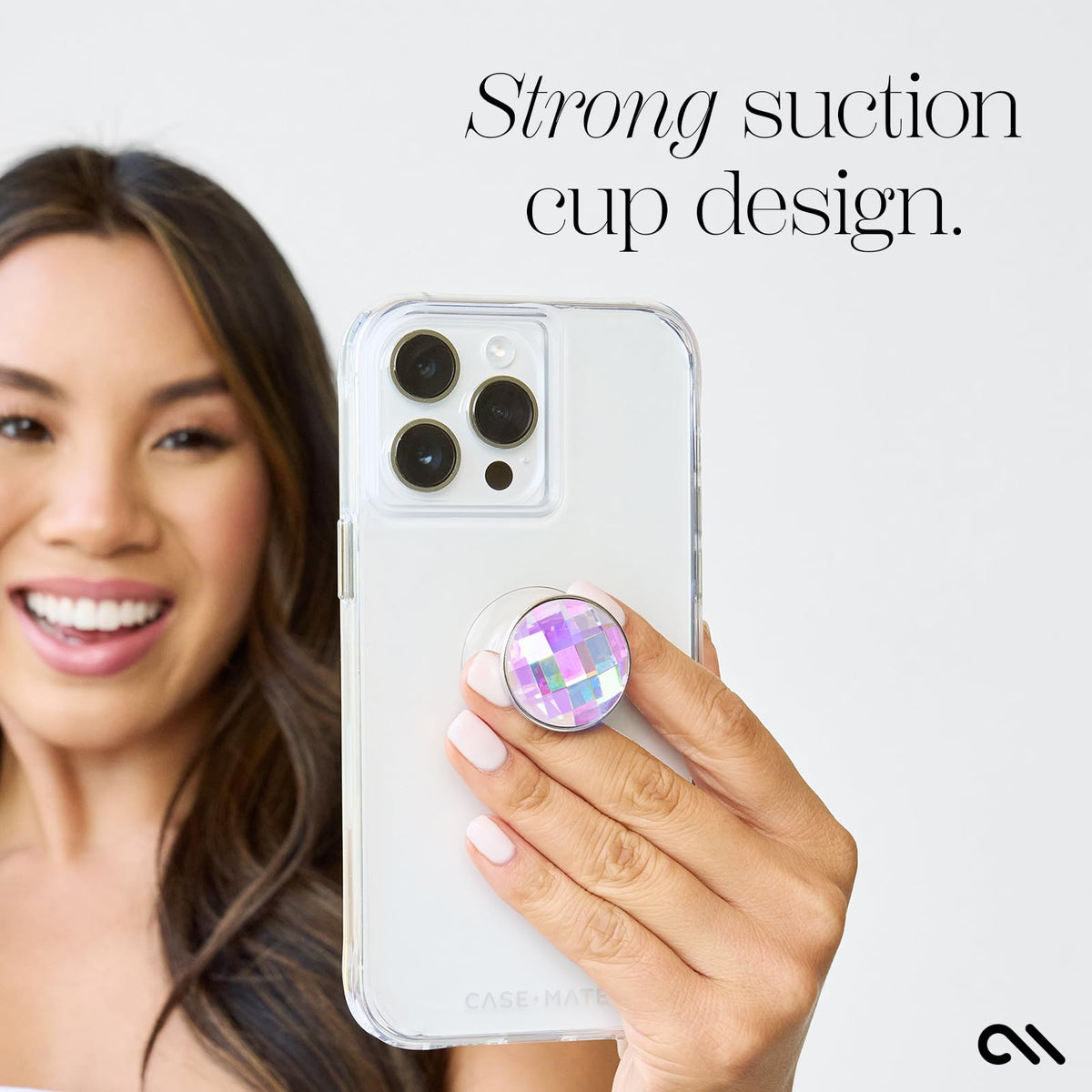 Case-Mate - MINIS - Phone Grip - Holder - Stand - Removable - Allows MagSafe Accessory Usage - Universal - Suction Cup - Iridescent Crystal