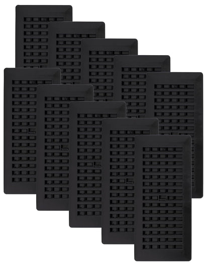 Decor Grates PL410ZIP-BLK-10 - Registro de piso de plástico, 4 x 10 pulgadas, acabado negro, paquete de 10