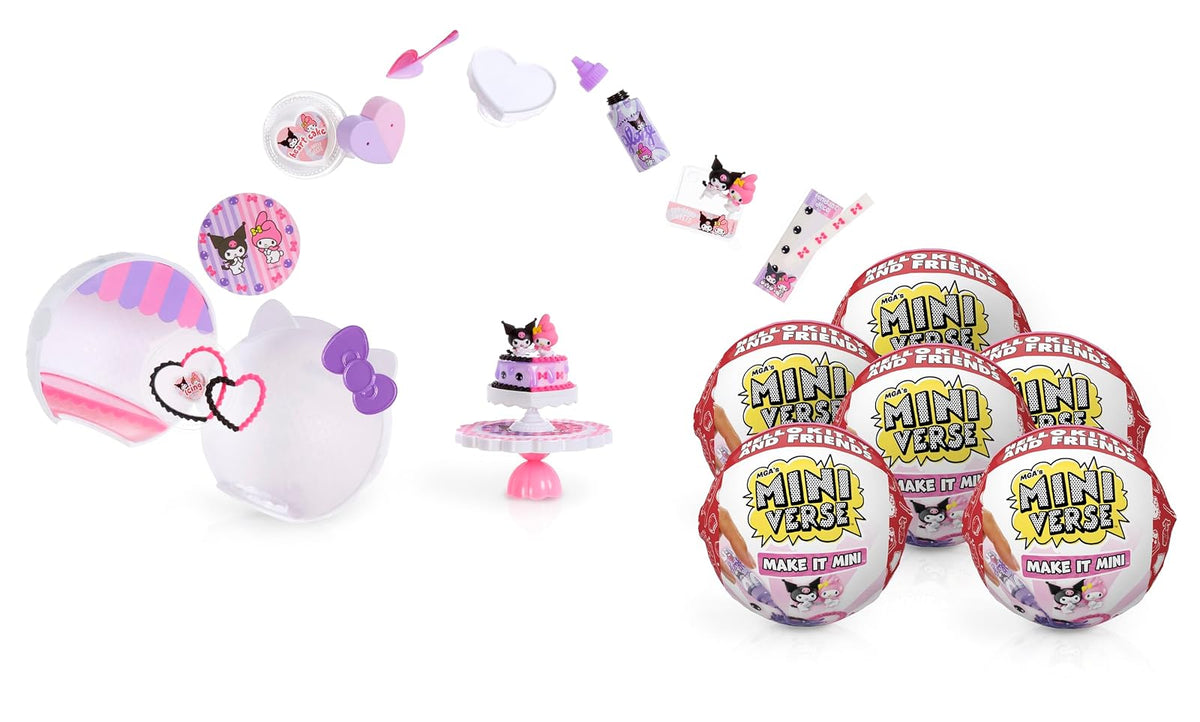 MGA's Miniverse Make It Mini Hello Kitty and Friends Series 2 (Paquete de 2) Mini coleccionables, Sanrio, Embalaje Misterioso, Bricolaje, Manualidades, Juego de Resina, réplica de Alimentos, Plantas