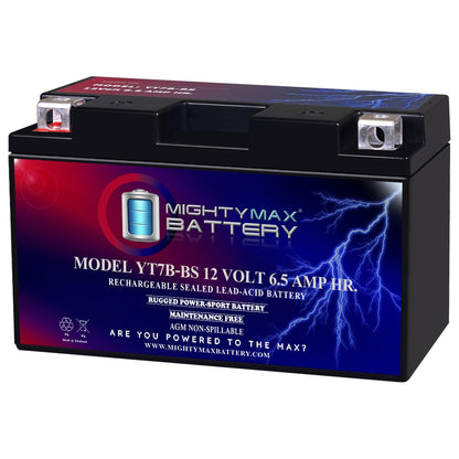 Mighty Max Batería YT7B-BS -12 voltios 6.5 AH, 110 CCA, batería recargable sin mantenimiento SLA AGM para motocicleta (paquete de 1)