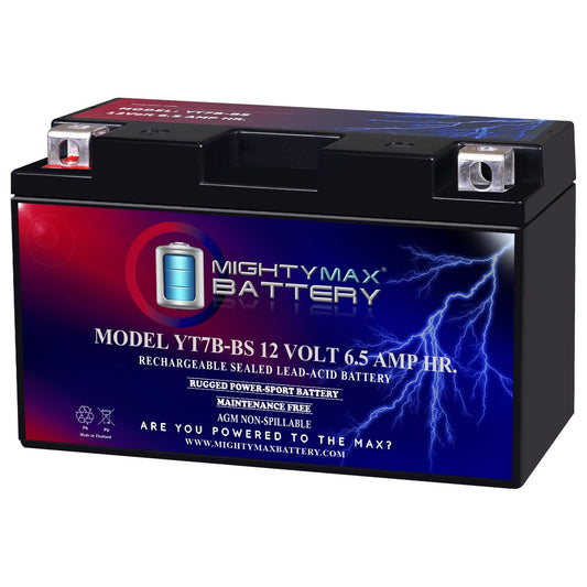 Mighty Max Batería YT7B-BS -12 voltios 6.5 AH, 110 CCA, batería recargable sin mantenimiento SLA AGM para motocicleta (paquete de 1)
