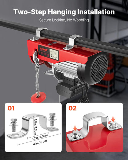 VEVOR - Polipasto eléctrico con control remoto, cabrestante eléctrico de 1200 libras, polipasto eléctrico de 110 V con control de cable de 15 pies para levantar en fábricas, almacenes, sitio de