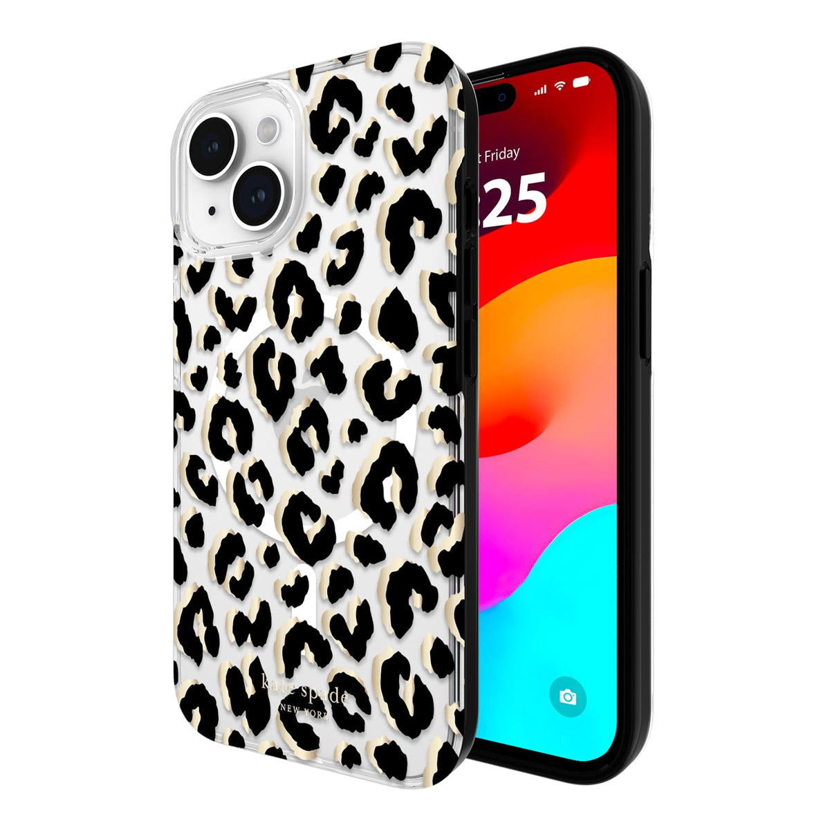 Kate Spade New York Funda Floral para iPhone 15/14/13 con MagSafe - City Leopard Black