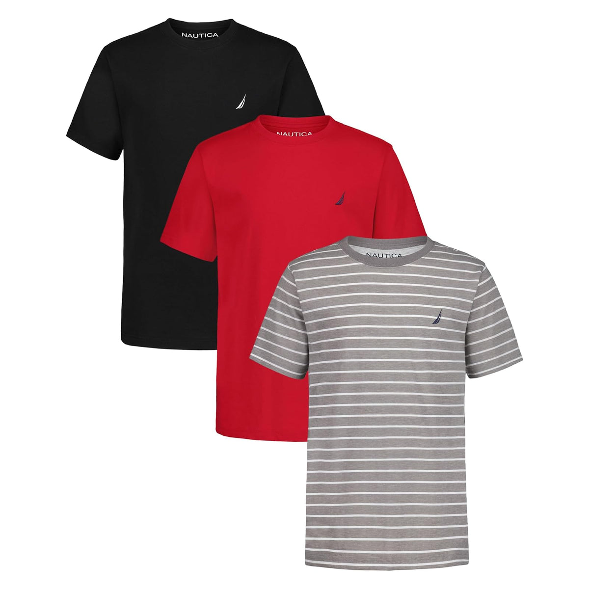 Nautica - Playera de Manga Corta para niño, Cuello Redondo, Suave, cómoda, Ajuste Relajado