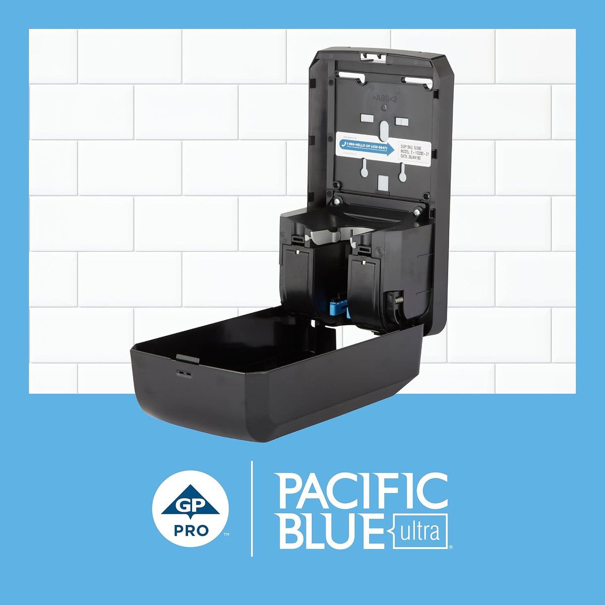 Georgia-Pacific (53590) Pacific Blue Dispensador de jabón ultra automatizado, negro, montado en la pared, fácil de instalar y mantener, pilas incluidas