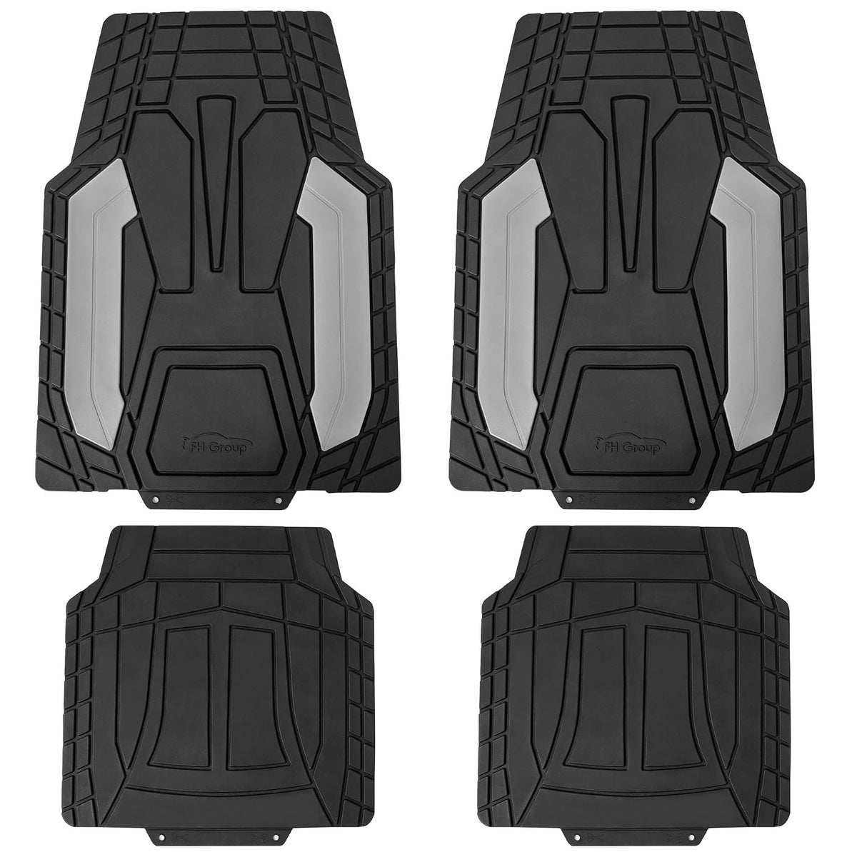 FH Group Automotive - Alfombrillas de Goma Resistentes para Piso, Ajuste Universal, Resistente al Clima, recortables para la mayoría de sedanes, SUV, Camiones, Color Gris