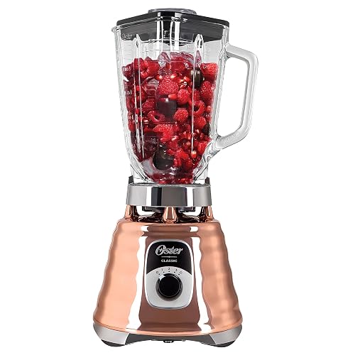 Oster Licuadora Clásica 1000 W con Vaso de Vidrio 1.25 L y 3 Velocidades | Prepara recetas frías y calientes, cuchilla trituradora de hielo, perilla ergonómica y acople metálico, BLST4128-013